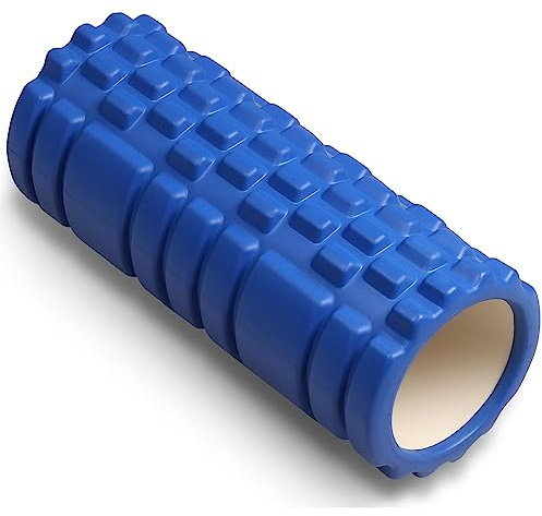 DRUNA Rullo in schiuma rotondo per massaggio muscolare Pilates Yoga Rullo in schiuma PVC Fitness INDIGO 33 * 14 cm (Blu)