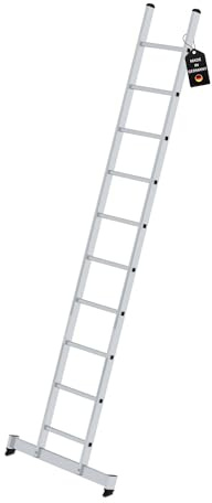 PROREGAL Sprossen-Anlegeleiter mit nivello®-Traverse | 10 Sprossen | Leiter, Teleskopleiter, Trittleiter, Bockleiter, Sprossen-Doppelleiter