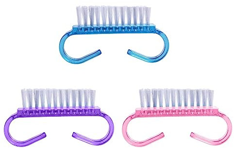 Edn453 Lot de 4 brosses à ongles avec poignée Brosse de nettoyage pour ongles Trois brosses de manucure (couleur aléatoire) Edn453 (rose, taille unique)