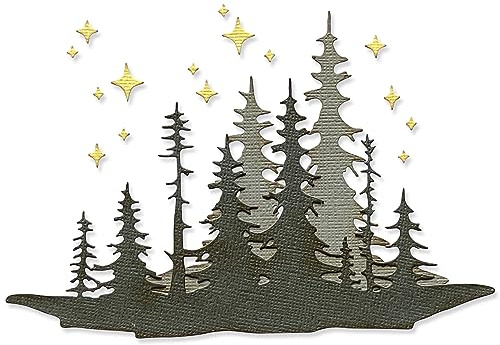 Sizzix Thinlits Stanzformenset Forest Shadows von Tim Holtz | 666334 | Hauchdünne Stanzformen aus Metall für Scrapbooking, Prägen, Journaling, Papier Kunststoff, Wald, One Size