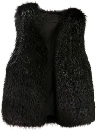 Altsuceser Gilet d'hiver en fausse fourrure pour femme - Manteau en fausse fourrure - Veste enveloppante - Châle - Veste sans manches en fourrure