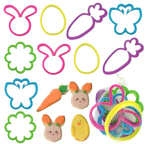 10PCS Easter Cookie Cutter Set – BPA-Free Plastic Biscuit Moulds, Bunny, Butterfly, Carrot, Egg & More, Reusable for Baking, DIY Crafts, Pancakes, Sandwiches, Fondant & Cake Decorating