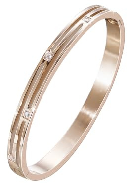 MILAKOO Damen Armreif Edelstahl Zirkonia Armband 6mm Breit mit Verschluss Armreif (Silber/Gold/Roségold)