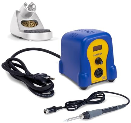 HAKKO® Lötstation FX-888DX Blau/Gelb (100 W) – Digitale Lötstation mit hervorragendem Wärmeübertrag, kompakt für kleine Arbeitsplätze, ideal für präzises & professionelles Löten – inkl. Werkzeughalter