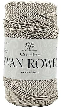 cordino per borse swan rowen effetto elegant da 200g - 50% cotone riciclato-50% poliestere per uncinetto 3-4 (beige - 20)