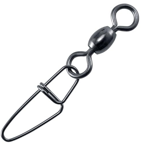 Alwonder 50 STK Karabiner Angelwirbel Snaps Angeln + Tönnchenwirbel - Snaps zum Spinnfischen Inhänger zum Spinnfischen, Hechtwirbel, Hechtvorfach Hai Meer Fluss Angelzubehör Karabinerwirbel #8+1