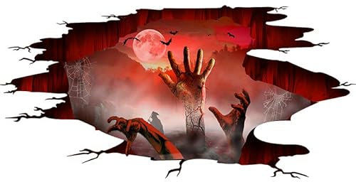 YXHZVON 2 Stück Halloween Dekorative Wandaufkleber, 3D, gruseliges Blut, Handkratzender Boden, Geist Skelett Aufkleber, Zombie Wandaufkleber, Halloween Wandaufkleber für Fenster Spukhaus Bar Dekor