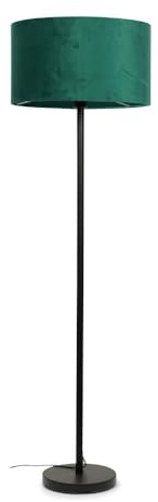 ValueLights | Modern Standard Floor Lamp in a Black Metal Finish with a Forest Green Velvet Drum Shade | Floor Lamps, Home Décor & Improvement Essential