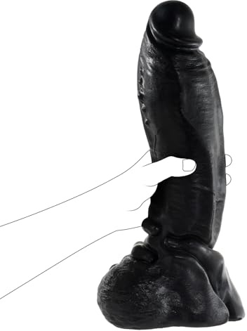 33 x 8 cm Gode géant monstre, XXXL Gode épais pour stimulation du point G orgasme avec grande ventouse,Noir réaliste Dong pénis sex toy pour femmes hommes
