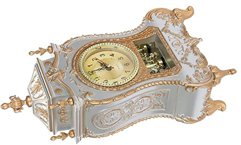 NOENNULL Kunststoff-Tischuhr Im Vintage-Stil, Antike Heim- und Hotel-dekorative Schreibtischwecker (Weiß)