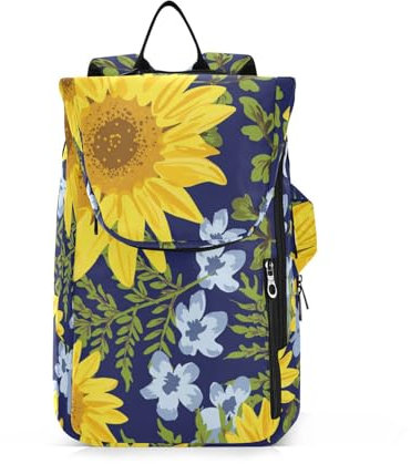 Amooorous Tennis-Rucksack für Damen und Herren, große Aufbewahrung, Blumenmuster, Sonnenblumen, Gelb, Tennistasche für 2 Schläger für Damen, Herren, Jugendliche