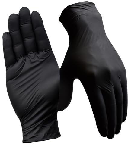 SLICK KIT Disposable Nitrile Gloves, 4 Mil Latex-Free Powder-Free Industrial Gloves for Cleaning, Cooking, Non-Sterile (Black, Large/9 (Pack of 100))