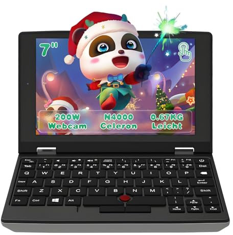 LONGEVINCE 7 Zoll Touchscreen Mini Laptop, Celeron N4000,12GB RAM, 512GB SSD, Office 2019, Windows 11,Kompakt und tragbar für Home, Schule und Business-Reise (12G+960G SSD)