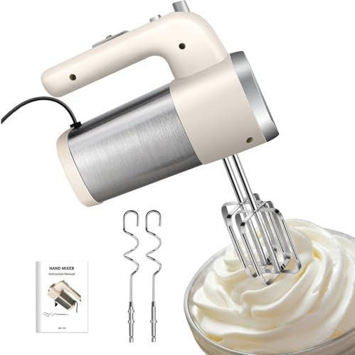 Frusta Elettrica da Cucina, 500 W Sbattitore Elettrico con 2 Fruste in Acciaio Inox 2 Ganci di Fruste Ganci, 5 velocità, Funzione turbo, Design ergonomico Fruste Elettriche con Fruste e Ganci