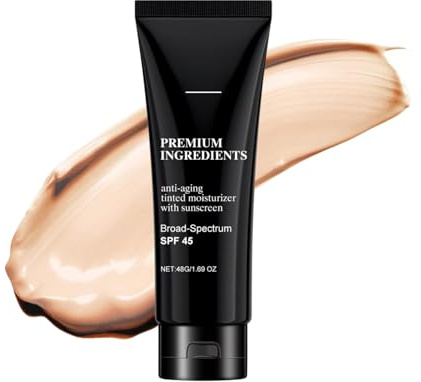 Tinted Moisturizer With SPF 45 Anti-Aging Tinted Sunscreen For Face Universal Tinted Sunscreen All-In-One Face Tinted Moisturizer And Foundation With Broad Spectrum Protection Against Uva And Uvb Rays
