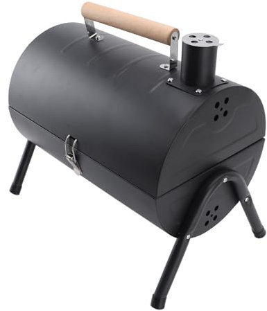 Tragbarer, doppelseitiger Holzkohlegrill zum Kochen im Freien, großer Grillbereich, ideal für Hinterhof, Camping, Picknicks, Terrasse und Partys, Schwarz
