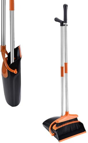 Conjunto de pala para polvo y escoba en pie, combo escoba y pala para polvo, conjunto de pala de polvo y escoba plegables, herramienta de limpieza interior para apartamentos, hogar, cocina