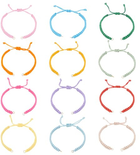 UNICRAFTALE 12 Stück Bunte Verstellbare Geflochtene Kordel Zum Armbändern 17.5cm Gewachste Polyesterkordel Armbänder Handgefertigtes Geflochtenes Freundschaftsarmband Für Die Schmuckherstellung