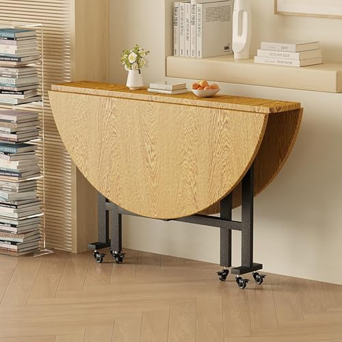 MGHRUE Runder Klapptisch, Esstisch, Holz, 100cm, Rustikal, Innen