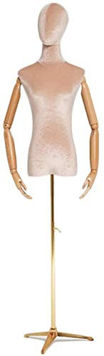 SHANYAYALI Weibliche Schaufensterpuppe, Torso, Körperkleid, Form mit Stativständer für Kleidung, Kleid, Schmuck, Display, goldenes Modell (Beige)