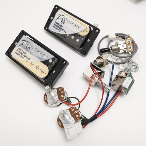 ProBucker Alnico Humbucker Tonabnehmer für Gibson Les Paul Pickups Hals und Brücke Pickups mit 4 Core Quick Connect Terminals 2V2T Kabelbaum Push Pull Upgrade (Zebra)