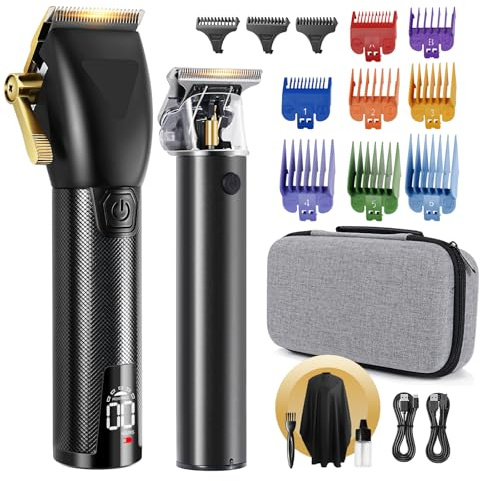 SUPRENT Máquina de Cortar Pelo Hombre, kit de corte de pelo professional con Cortapelos y Recortador, Set Inalámbrico con 11 Peines Guía, Kit de Corte de Cabello con Carga Type-C