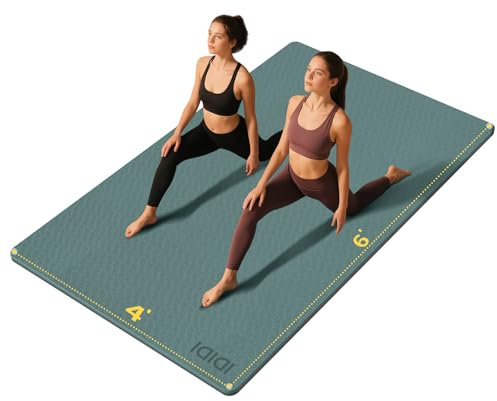 10 mm große Yogamatte, extra lang und breit, 182,9 x 121,9 x 1 cm, rutschfeste POE-Fitnessmatte, umweltfreundlich, dick, breit, Übungsmatte für Heimtraining, ideal für Yoga und Pilates, Dunkelgrün +