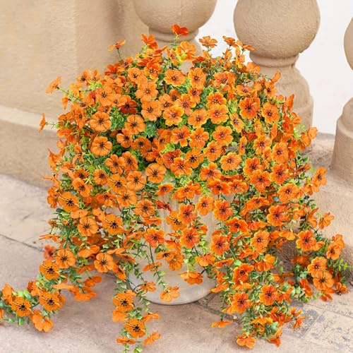 2 Stück Kunstblumen für Draußen, 75cm Künstliche Balkonpflanzen Veilchen Künstliche Hängepflanzen Blumen wie Echt UV-Beständige Kunstblumen Outdoor Wetterfest für Garten(Empfohlen 2 und 4 Stück)