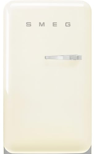 Smeg, FAB10HLCR6 Réfrigérateur Happy Bar Vintage 1 Porte, 135L, Charnières à Gauche, Froid Statique, 2 Clayettes Réglables, Porte-Bouteilles et Éclairage LED, H 97cm, Crème