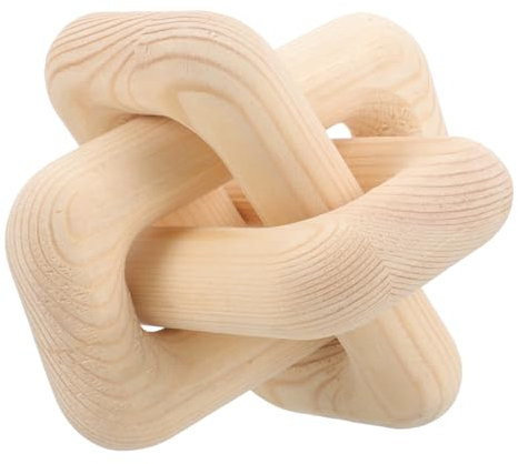 JEWEDECO Elegant Wooden Chain Three-Ring Buckle Rustic Ornaments for Living Home Decor for Cottagecore Style