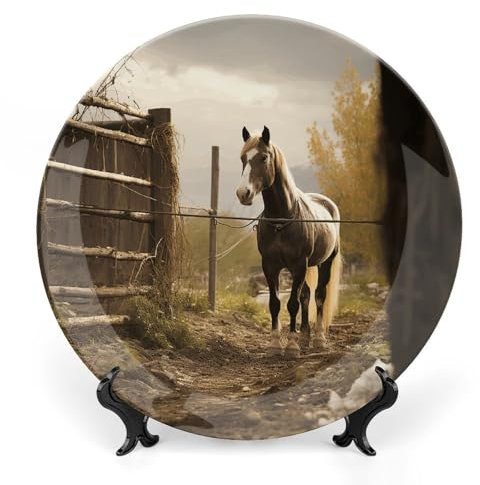 Grandes assiettes décoratives en porcelaine anglaise de 25,4 cm pour présentation - Assiette désert en céramique avec présentoir - Assiette en porcelaine personnalisée pour cuisine, salle à manger