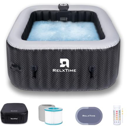 RELXTIME Aufblasbarer Whirlpool 2-3 Personen 110 Luftdüsen Tragbarer
