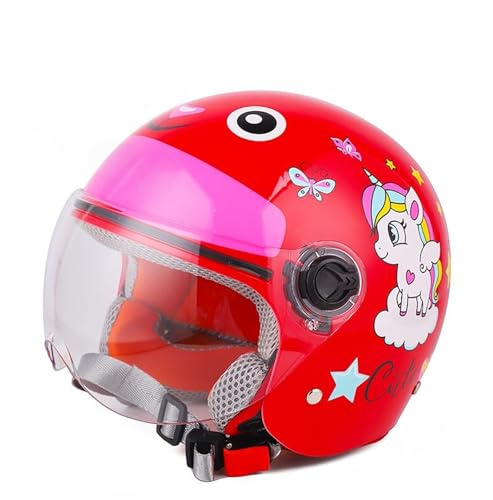 Casco Da Moto Retrò Per Bambini, Omologato ECE, Vintage, Aperto, Per Scooter Elettrico, Go-Kart, Moto Da Cross, ATV, Casco Da Bicicletta Per Bambini Dai 2 Ai 14 Anni E,49-55cm