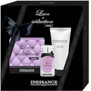 Corine de Farme Coffret Femme Séduction Intense EDT 50ml + Lait 100ml | Coffret Parfum Homme - Boisée Épicée - Bergamote, Cannelle & Patchouli - EDT + Gel Douche
