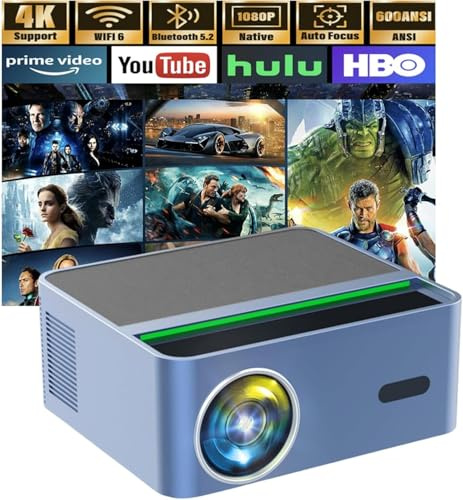 KEPEAK Ultra HD Projector 4K Home Cinema - Mini Projector with Android 11.0, WiFi 6 & Bluetooth, Car Keystone, 1080P Full HD, Compatible with iOS, USB, TV, PPT & PS5