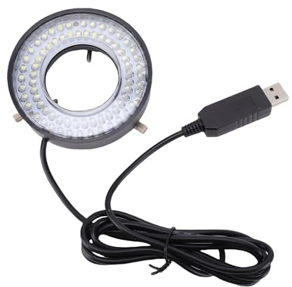 Fockety Illuminatore ad Anello LED USB per microscopio Stereo, luminosità Regolabile, Sorgente Luminosa con 72 LED per microscopi con Diametro delle Lenti Entro 5,5 cm