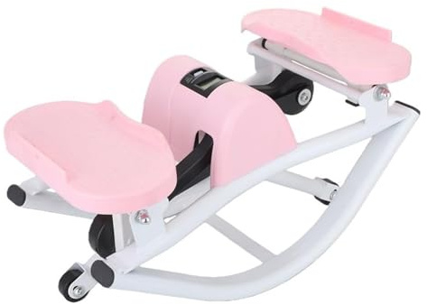 Rock Stepper Seite zu Seite – Kompaktes Trainingsgerät mit geringem Aufprall mit LCD-Monitor, keine Montage erforderlich, Ganzkörpertraining für Heim-Fitnessstudio & Büro, Rosa