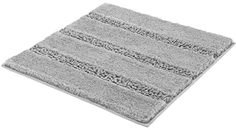 Kleine Wolke Badteppich Monrovia Platinfarben 60 x 60 cm | OEKO-TEX zertifiziert, rutschhemmende Unterseite, für Fußbodenheizung, maschinenwaschbar, 100% Polyester