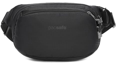 Pacsafe Vibe 100 - Anti-Theft Waist Bag, Anti-Theft Hip Bag, Shoulder Bag, 4 litres, Jet Black