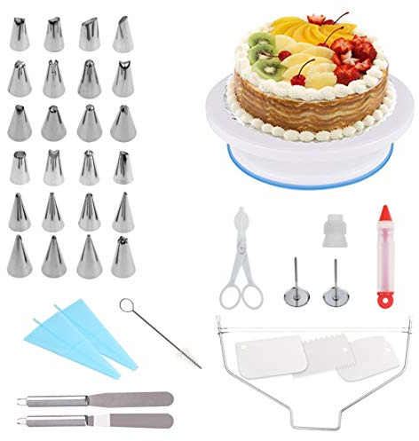 Ever Rich ® Cake Decorating Pastry Tool Kit. Professional Cupcake Decorating Kit. Rotating Turntable Stand (2. 39 Pcs)