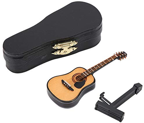 Mini Gitarre, Handgefertigtes Modell, Holzgeschenk, Spielzeug, Wohnkultur Accessoire mit Aufbewahrungsbox (10CM)