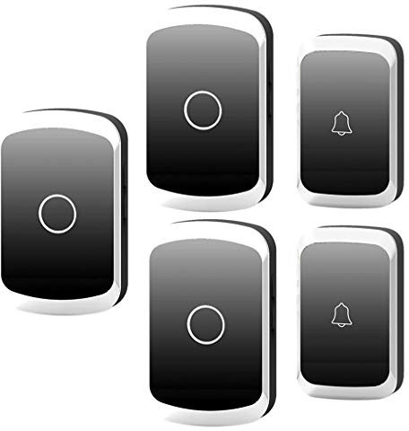 LIUXIUER Timbre Inalámbrico para Puerta, 2 Transmisores Y 3 Receptores Timbre Inalambrico para Ancianos, 4 Niveles De Volumen / 36 Melodías Musicales, Rango De 300M (984FT),Negro