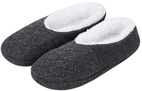 Hausschuhe Winter Damen Herren Plüsch Gefüttert Slippers Warme Dicke Winterhausschuhe Gestrickte Weiche Pantoffeln Hochwertig Bequeme Schlappen Rutschfeste Bodensocke für Indoor Home