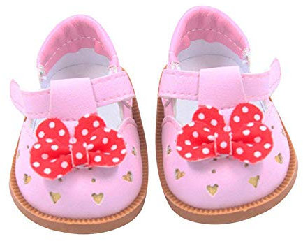 Aeromdale Puppenschuhe mit Schleife, Kaninchen, PU-Schuhe für 45,7 cm große amerikanische Puppenmädchen, Puppen, 46 cm, Puppenzubehör, Spielzeug, Rosa, 1 Paar