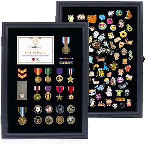 flybold Pin-Vitrine, Schwarz, 19 x 14 x 19 inches, 1.86 kg, Wandmontage, Kunststoffrahmen 17.5 x 12.5 inches