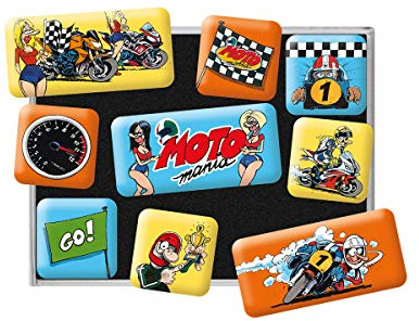 Nostalgic-Art Retro Kühlschrank-Magnete, 9 Stück, The Winner Takes It All | Magnetset für Magnettafel, Vintage Design, Geschenk-Idee für Biker