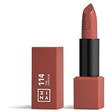 3INA Makeup - läppstiftet 114 - lättbrun - lättbrun läppstift med E-vitamin och sheasmör - ultrapigmenterad färg läppstift med vaniljdoft - vegansk - Cruelty Free