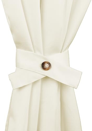 Morbidissimi Raccogli Tenda per Tende Gazebo, Ferma Tende con Bottone e Asola, per Esterni, Resistente, 1 Pezzo, 57x5 cm, 100% Made in Italy, (Panna)