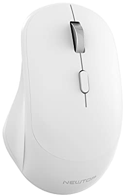 N NEWTOP Mouse MWL03 Silenzioso Senza Fili Wireless Nero Bianco Silver Rilevamento Ottico 1000/1600/2000 DPI Ricevitore USB per Desktop, PC, Notebook, Tablet (Bianco)
