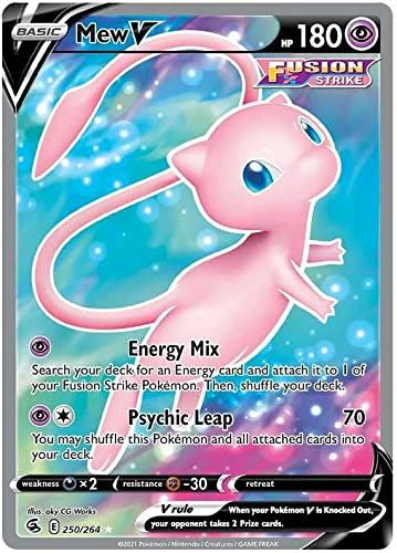 Mew V 250/264 Ultra Rare Pokemon Karte (SWSH Fusion Strike) + TitanCards® Toploader